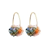 Bold and cool colorful three-dimensional crystal earrings, exaggerated design, high-end artistic flower basket earrings, light luxury geometric earrings for women Specification image
